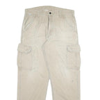 CARHARTT Mens Beige Relaxed Cargo Zip Trousers W34 L31 Durable Cotton Blend