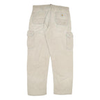 CARHARTT Mens Beige Relaxed Cargo Zip Trousers W34 L31 Durable Cotton Blend