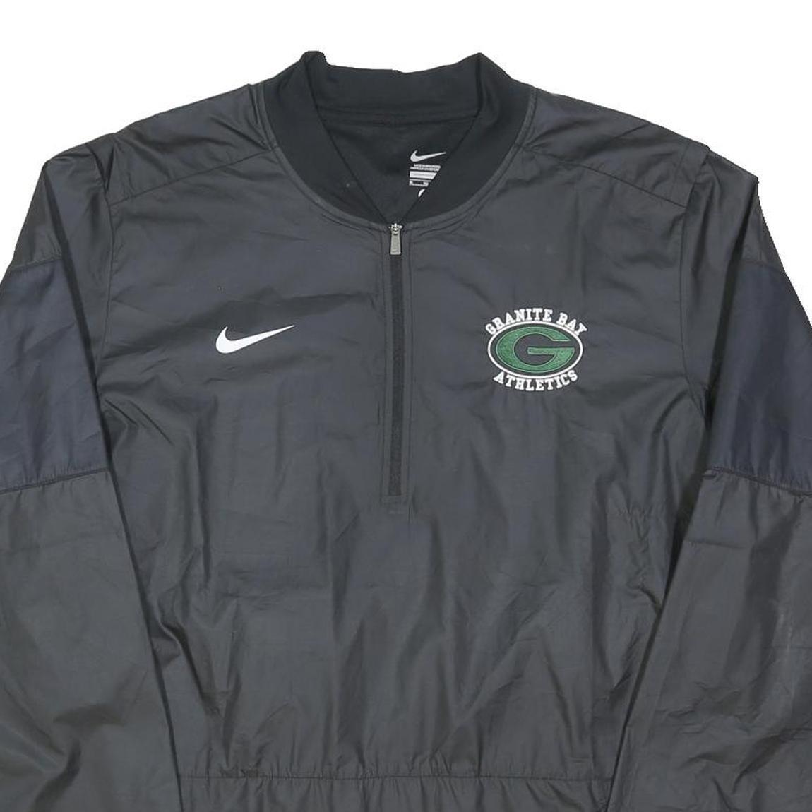 NIKE Mens Black Granite Bay Athletics Lightweight Jacket XL Polyester Plain Zip