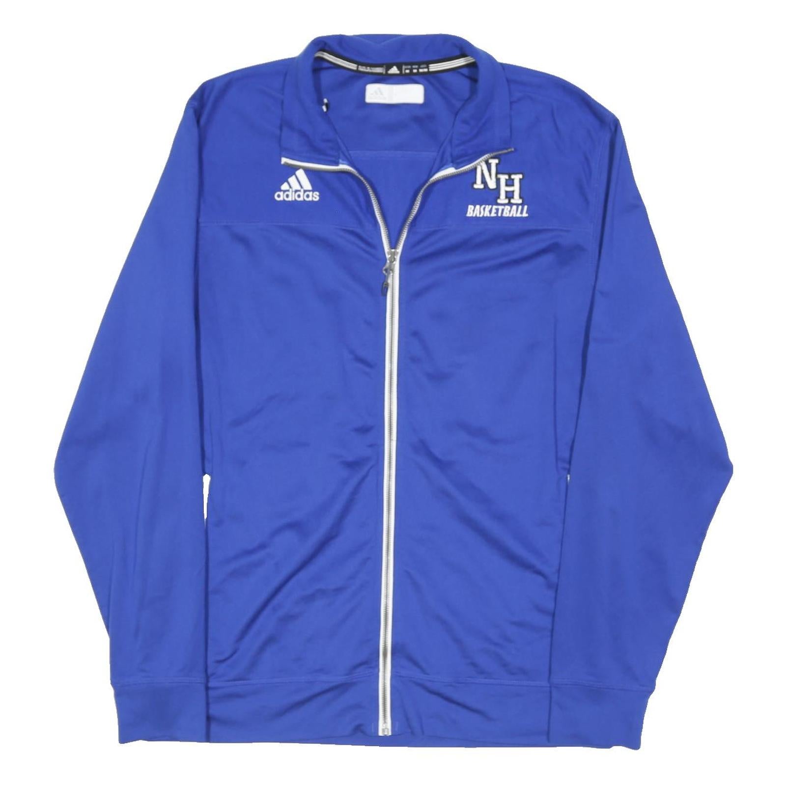 ADIDAS Mens Blue Basketball Jacket M Polyester Blend Zip Front Sportswear