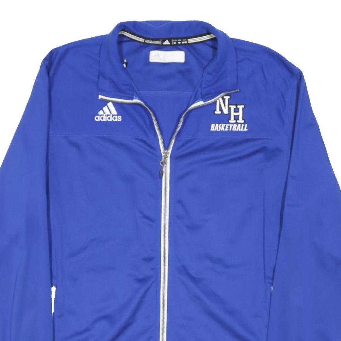 ADIDAS Mens Blue Basketball Jacket M Polyester Blend Zip Front Sportswear