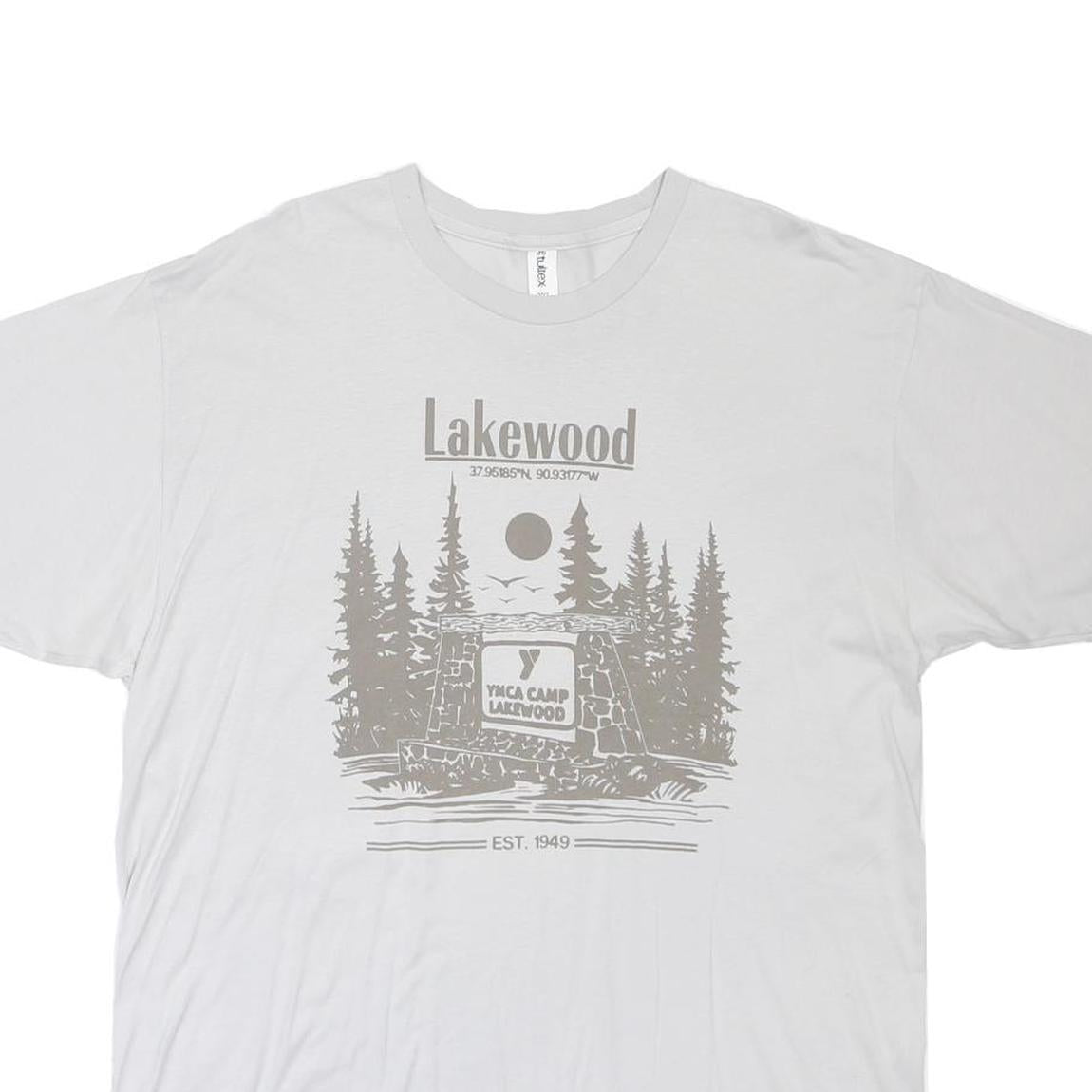 TULTEX Mens White Lakewood Graphic T-Shirt XL Short Sleeve Crew Neck Casual