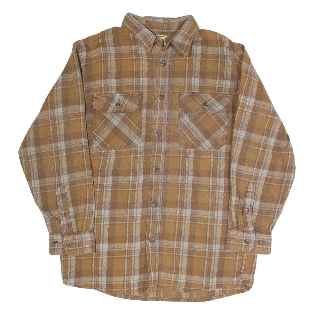 SCHMIDT Mens Beige & Cream Check Shirt M Cotton Blend Casual Button Detail