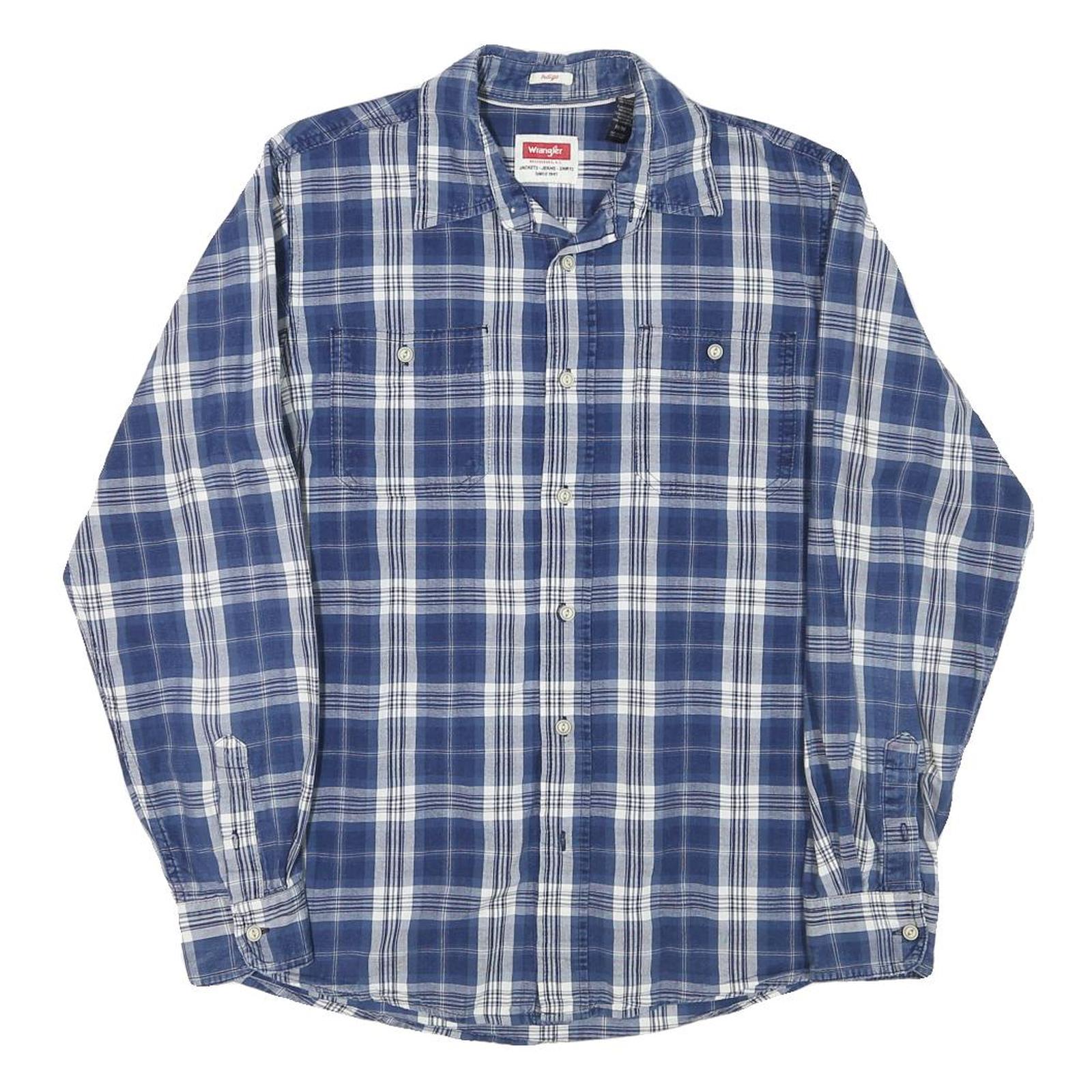 TOMMY HILFIGER Mens Blue Check Shirt M Casual Long Sleeve Cotton Blend