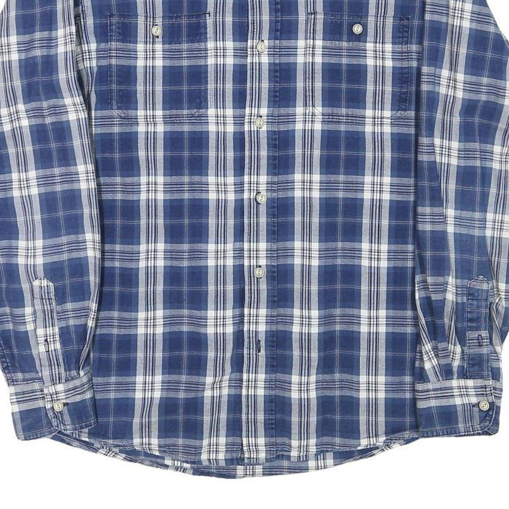 TOMMY HILFIGER Mens Blue Check Shirt M Casual Long Sleeve Cotton Blend