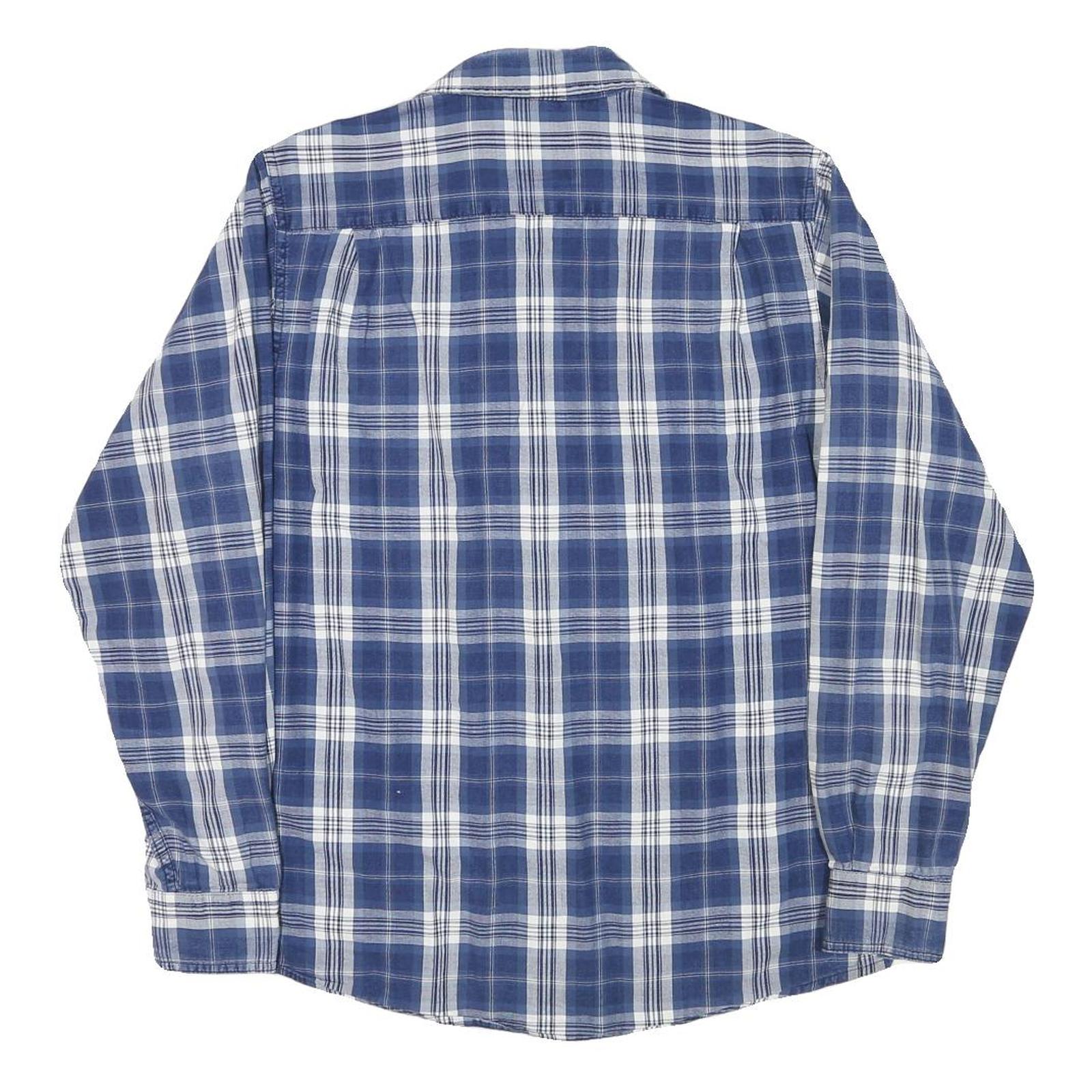 TOMMY HILFIGER Mens Blue Check Shirt M Casual Long Sleeve Cotton Blend