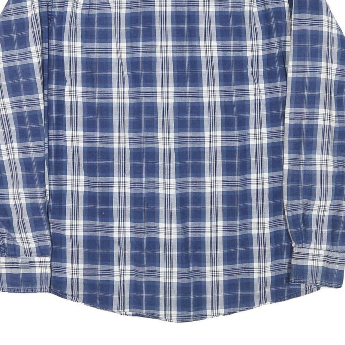 TOMMY HILFIGER Mens Blue Check Shirt M Casual Long Sleeve Cotton Blend