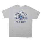 JERZEES Mens Grey Niagara Falls New York Graphic T-Shirt L Short Sleeve Crew