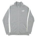 PUMA Mens Grey & White Track Jacket L Cotton Blend Plain Zip Comfort Sport