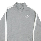 PUMA Mens Grey & White Track Jacket L Cotton Blend Plain Zip Comfort Sport