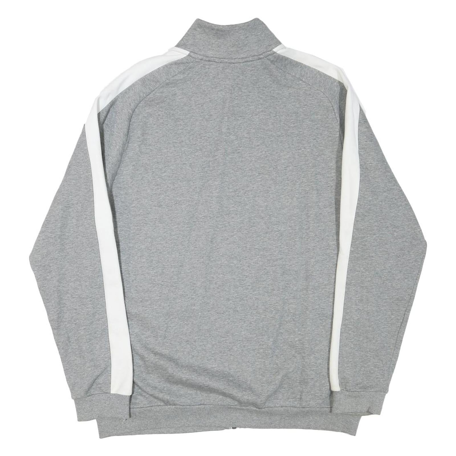PUMA Mens Grey & White Track Jacket L Cotton Blend Plain Zip Comfort Sport