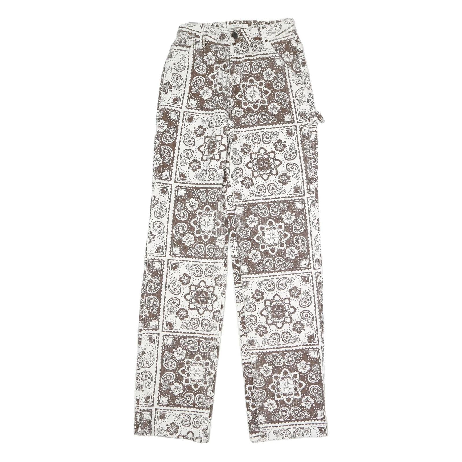 PACSUN Womens Regular Fit Button Closure Printed Cotton Blend Jeans W26 L33