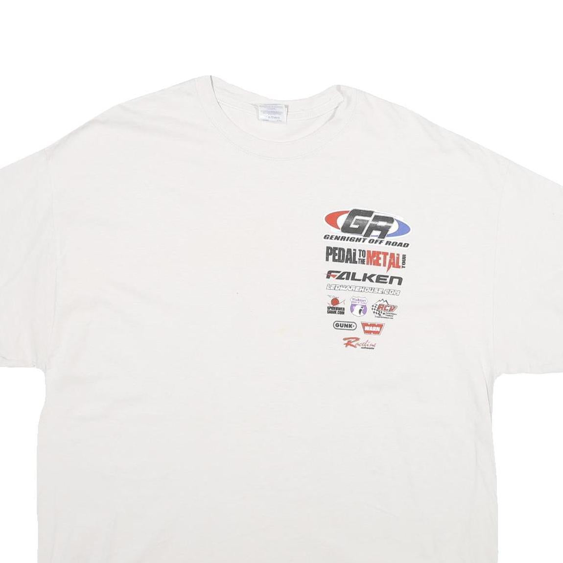GILDAN Mens White Pedal To The Metal Graphic T-Shirt XL Short Sleeve Crew Neck