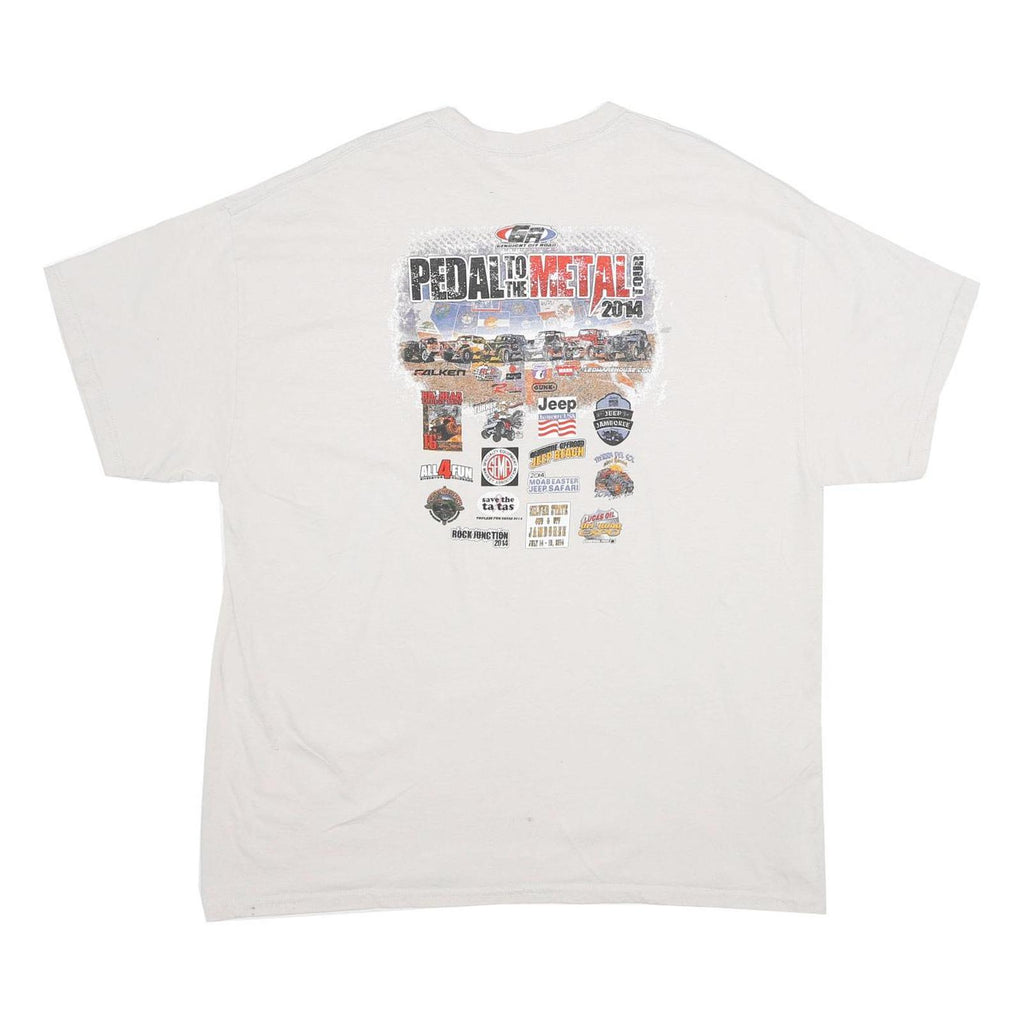 GILDAN Mens White Pedal To The Metal Graphic T-Shirt XL Short Sleeve Crew Neck