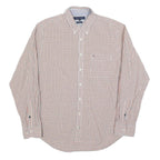 TOMMY HILFIGER Mens White & Red Checked Shirt XL Button Down Casual Cotton Blend