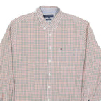 TOMMY HILFIGER Mens White & Red Checked Shirt XL Button Down Casual Cotton Blend