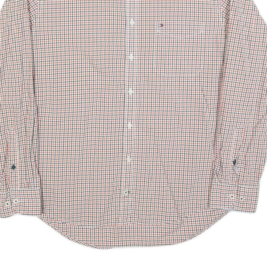 TOMMY HILFIGER Mens White & Red Checked Shirt XL Button Down Casual Cotton Blend