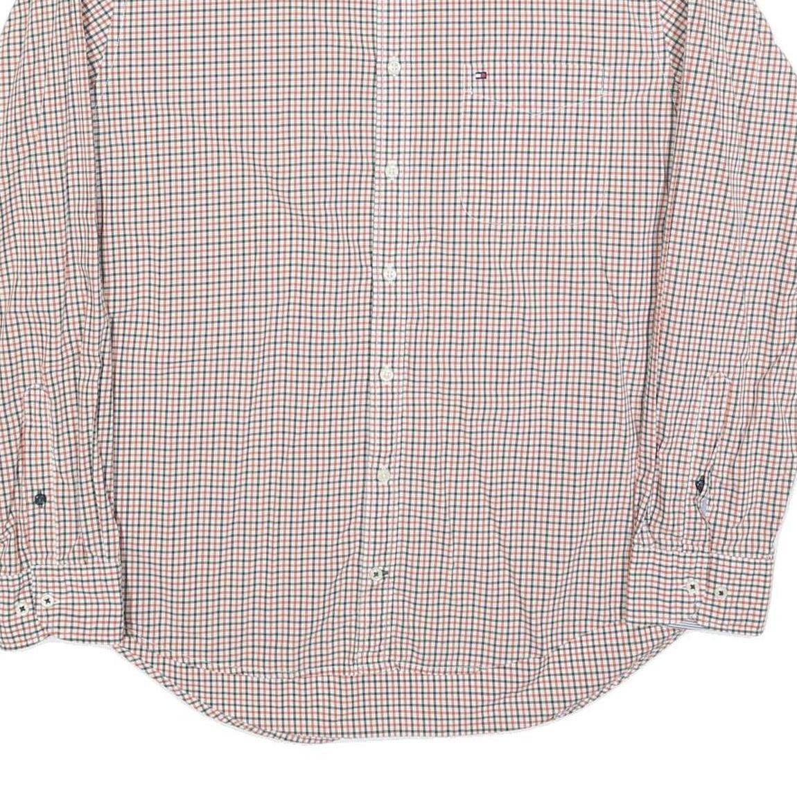 TOMMY HILFIGER Mens White & Red Checked Shirt XL Button Down Casual Cotton Blend