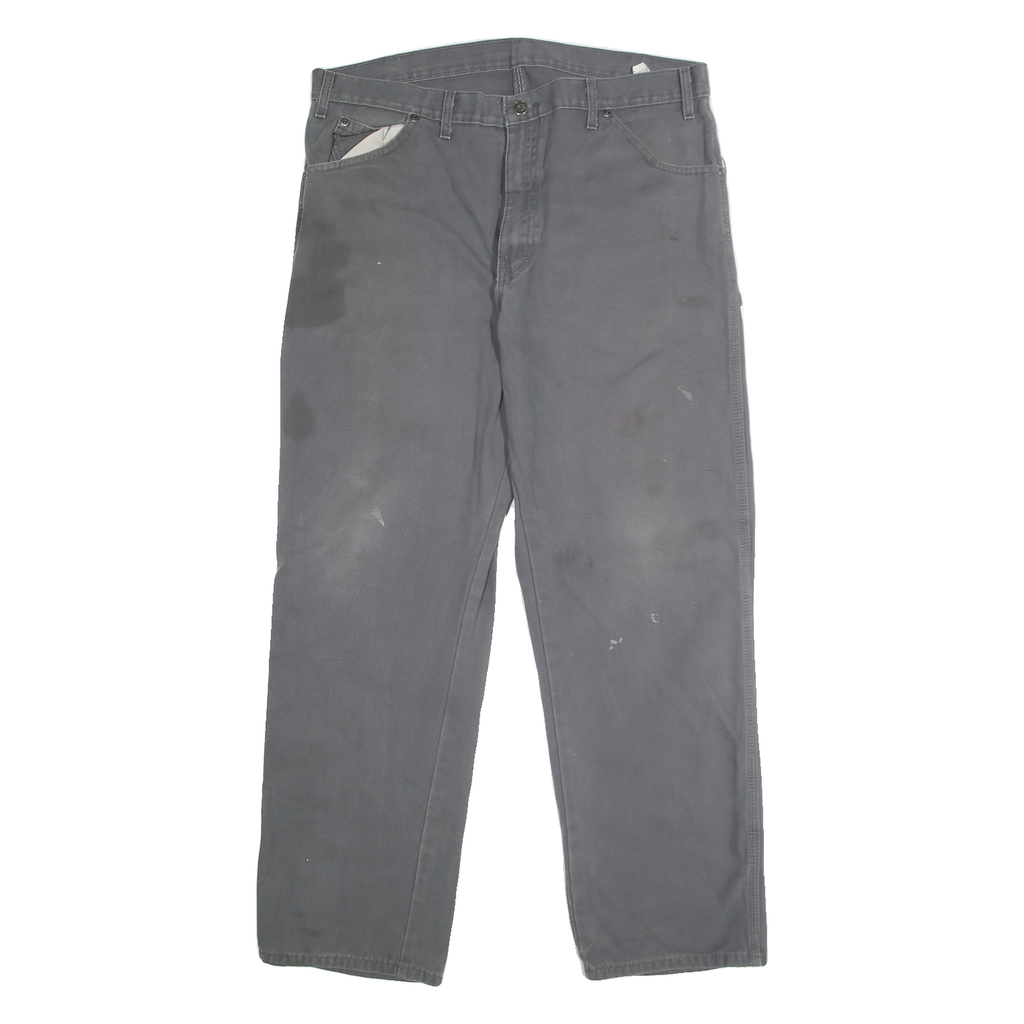 DICKIES Mens Regular Fit Grey Denim W38 L32 Workwear Zip Closure Jeans