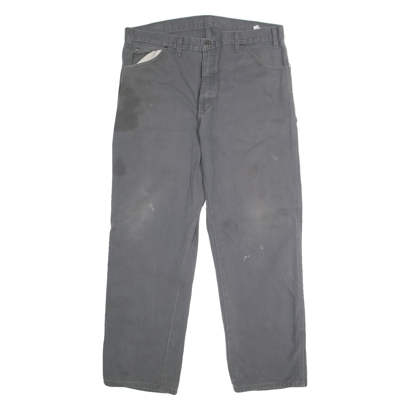 DICKIES Mens Regular Fit Grey Denim W38 L32 Workwear Zip Closure Jeans