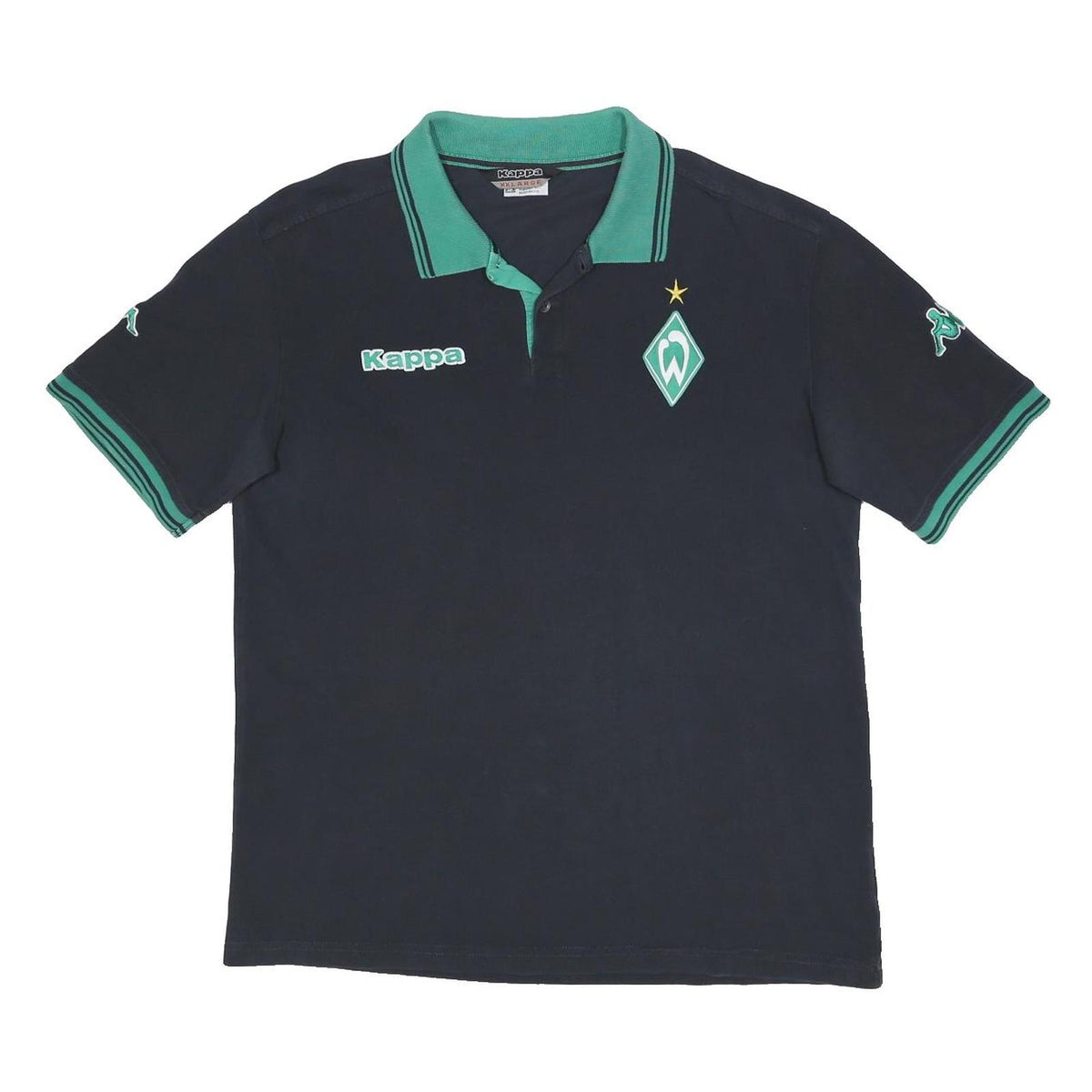 KAPPA Mens Navy & Green Logo Embroidered Short Sleeve Polo Shirt 2XL Cotton
