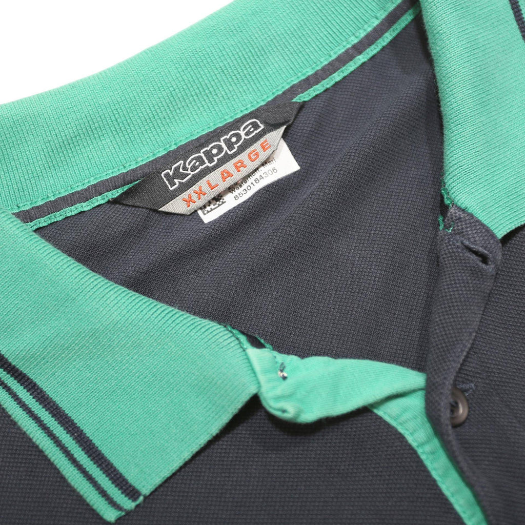 KAPPA Mens Navy & Green Logo Embroidered Short Sleeve Polo Shirt 2XL Cotton