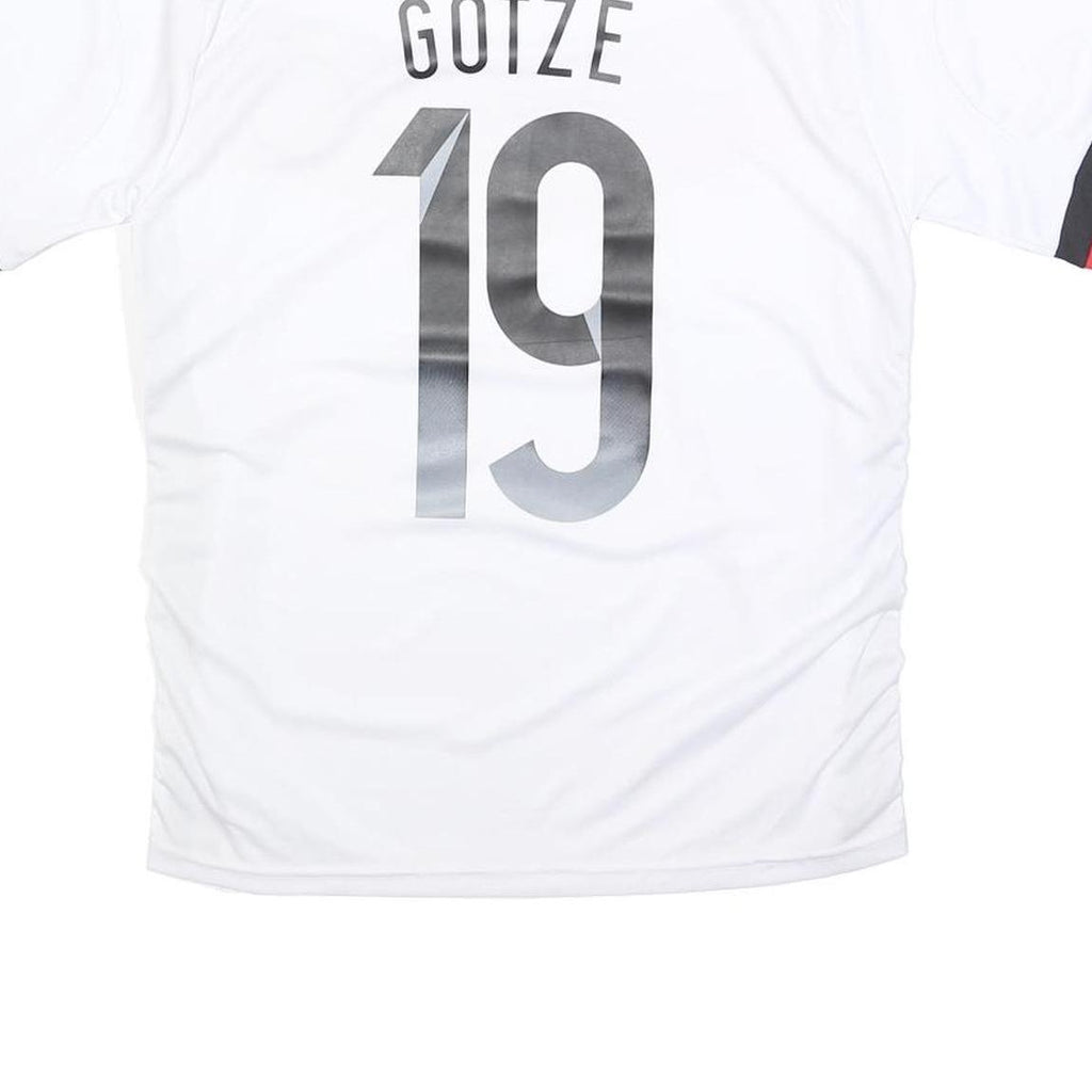 Mens 2014-15 Germany White & Black Götze Football T-Shirt S Short Sleeve V-Neck