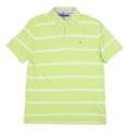 TOMMY HILFIGER Mens Green & White Striped Short Sleeve Polo Shirt XL Cotton