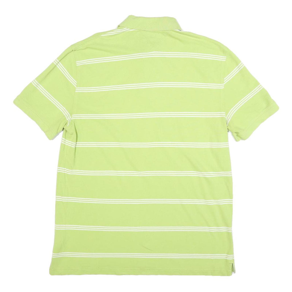 TOMMY HILFIGER Mens Green & White Striped Short Sleeve Polo Shirt XL Cotton