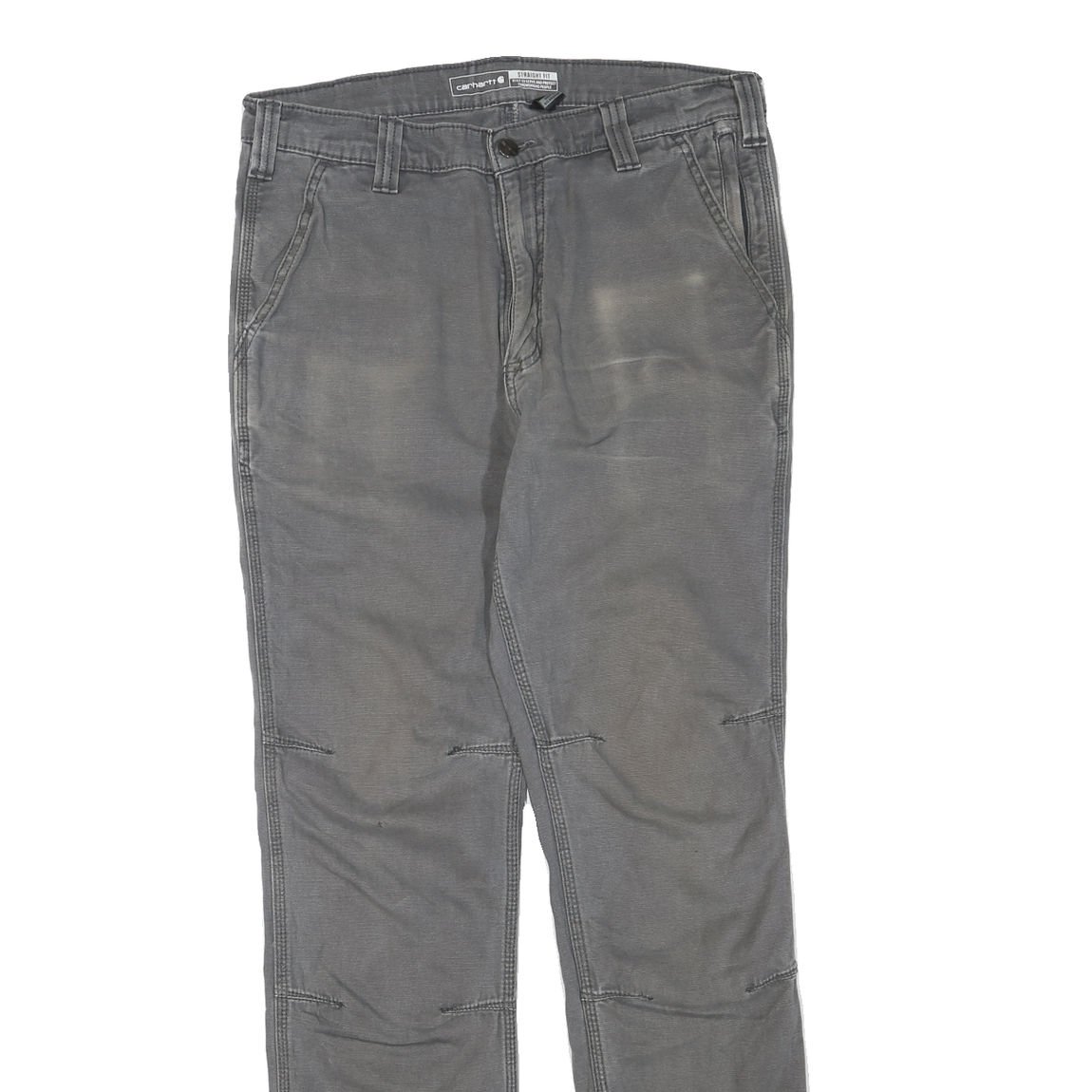 CARHARTT Mens Cotton Blend Grey Regular Straight Trousers W33 L32 Workwear