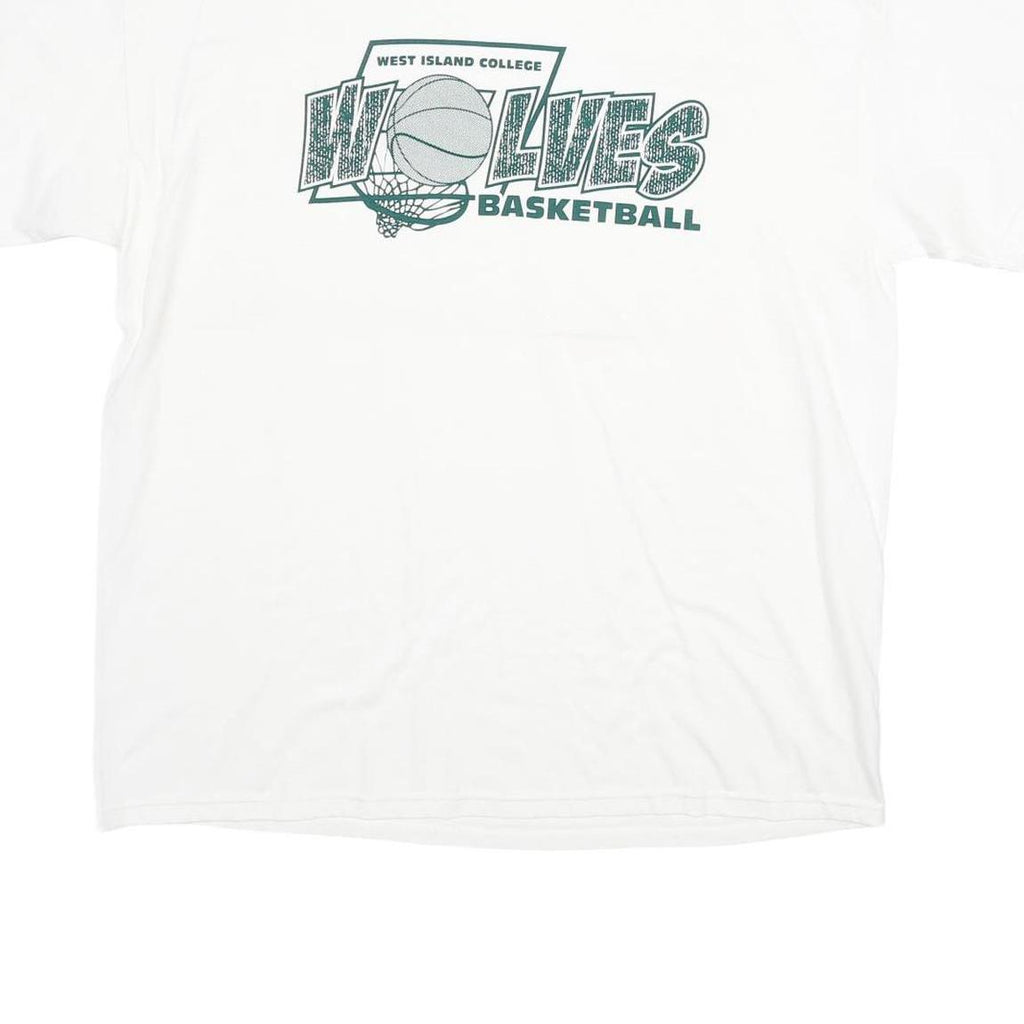 HANES Mens White Wolves Basketball Graphic T-Shirt XL Short Sleeve Crew Neck