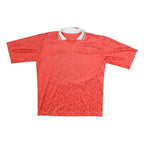 Mens Red Polyester Graphic T-Shirt L Short Sleeve V-Neck Sports Style