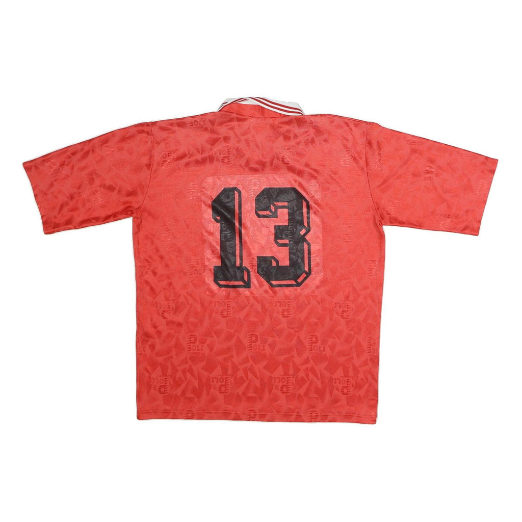 Mens Red Polyester Graphic T-Shirt L Short Sleeve V-Neck Sports Style