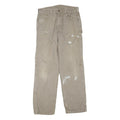 CARHARTT Mens Cotton Blend Beige Regular Straight Trousers W34 L34 Workwear