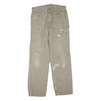 CARHARTT Mens Cotton Blend Beige Regular Straight Trousers W34 L34 Workwear
