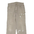 CARHARTT Mens Cotton Blend Beige Regular Straight Trousers W34 L34 Workwear