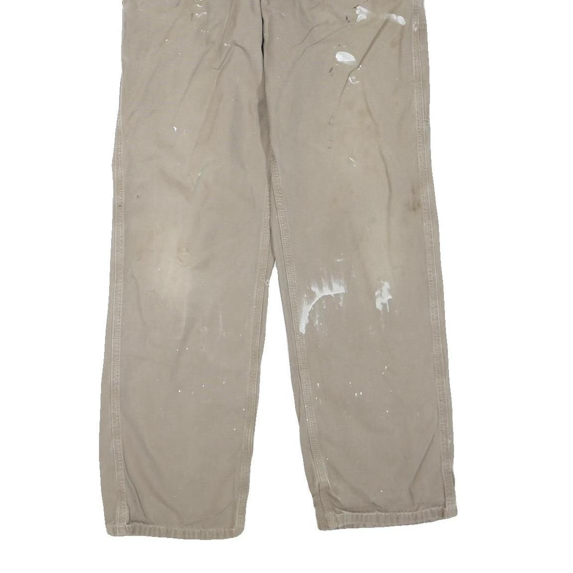 CARHARTT Mens Cotton Blend Beige Regular Straight Trousers W34 L34 Workwear