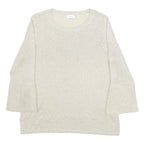 CALVIN KLEIN Womens Cream Pullover Plain Round Neck Basic Knit XL Lightweight