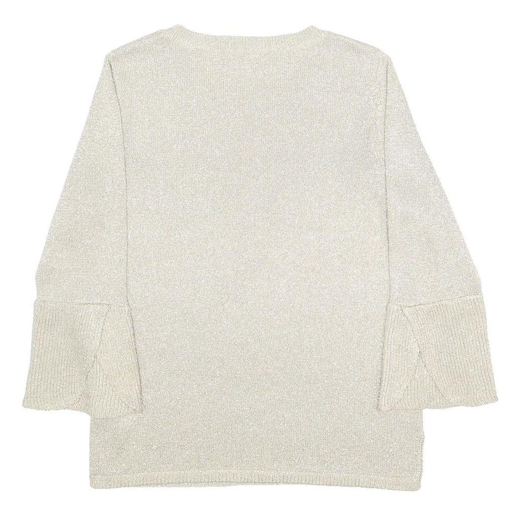 CALVIN KLEIN Womens Cream Pullover Plain Round Neck Basic Knit XL Lightweight