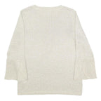 CALVIN KLEIN Womens Cream Pullover Plain Round Neck Basic Knit XL Lightweight