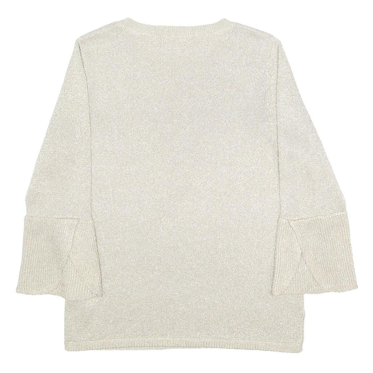 CALVIN KLEIN Womens Cream Pullover Plain Round Neck Basic Knit XL Lightweight