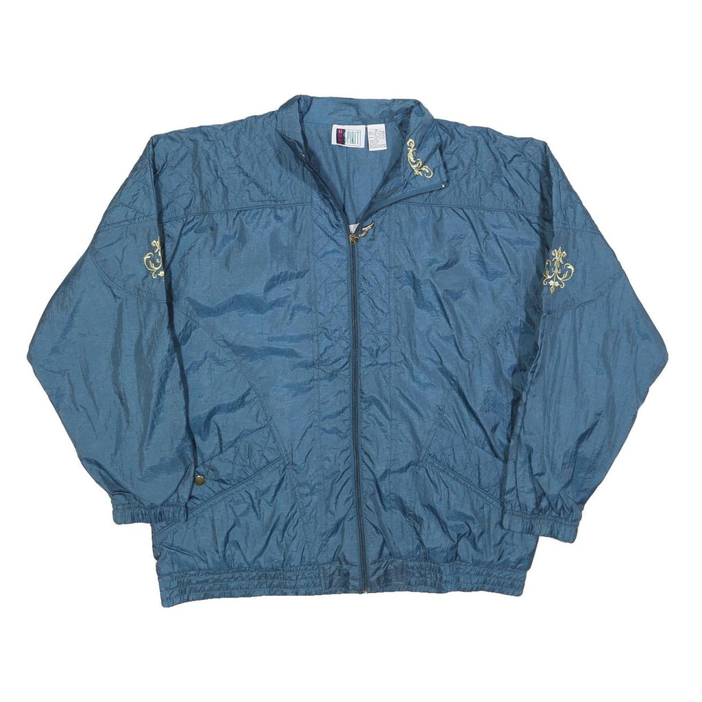 BOLD SPIRIT Womens Blue Nylon Zip Jacket M Casual Lightweight Embroidered