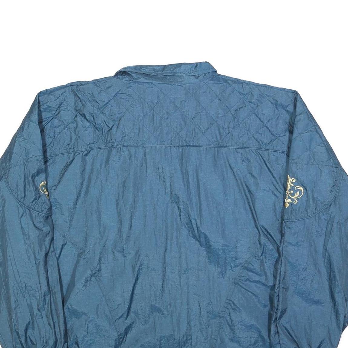 BOLD SPIRIT Womens Blue Nylon Zip Jacket M Casual Lightweight Embroidered