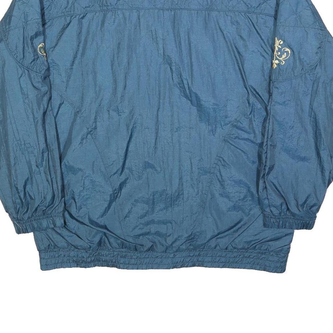 BOLD SPIRIT Womens Blue Nylon Zip Jacket M Casual Lightweight Embroidered