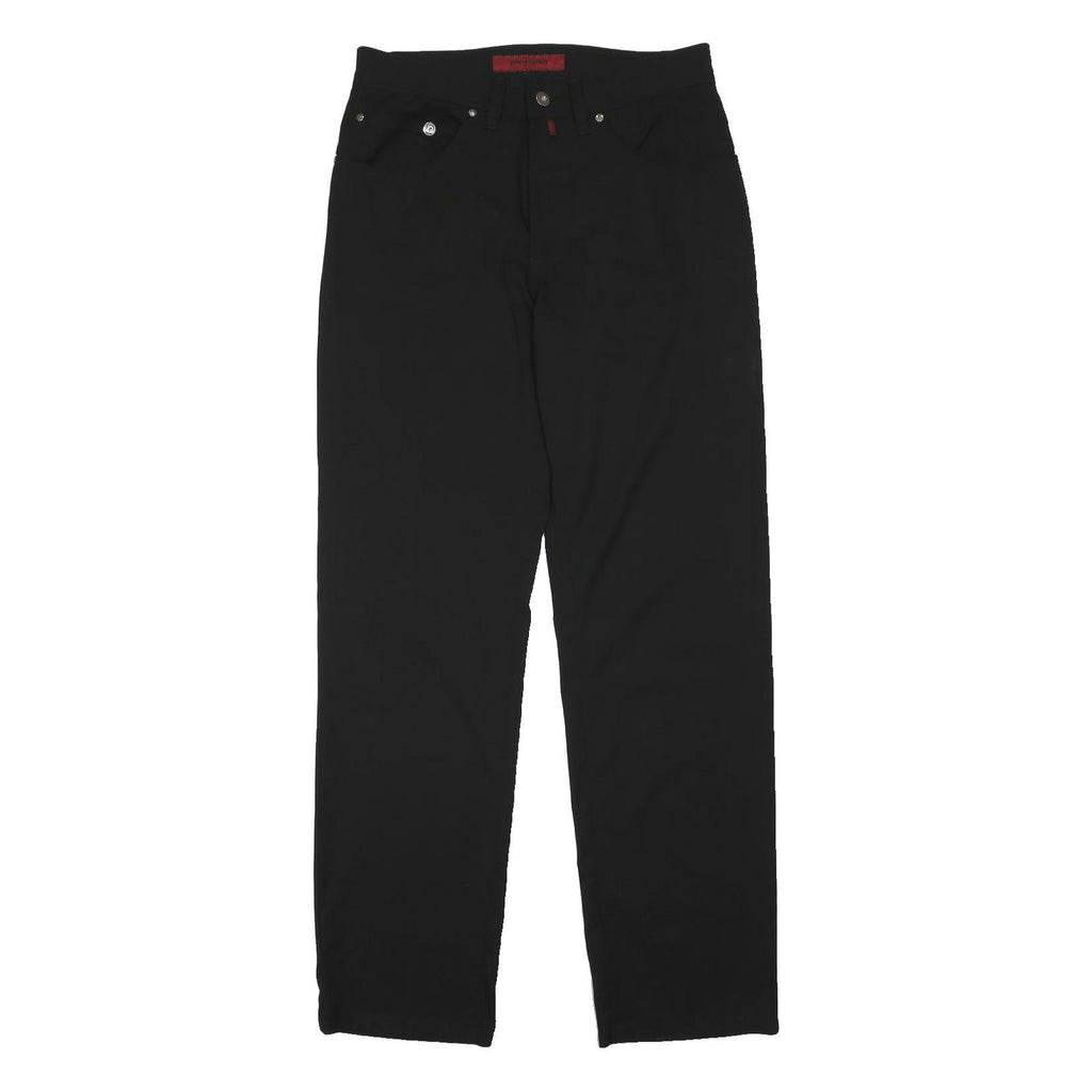PIERRE CARDIN Mens Black Regular Fit Straight Polyester Blend Trousers W32 L32