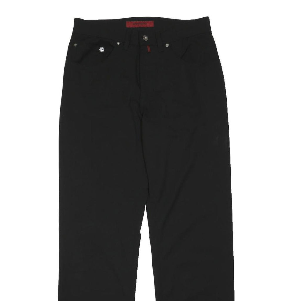 PIERRE CARDIN Mens Black Regular Fit Straight Polyester Blend Trousers W32 L32