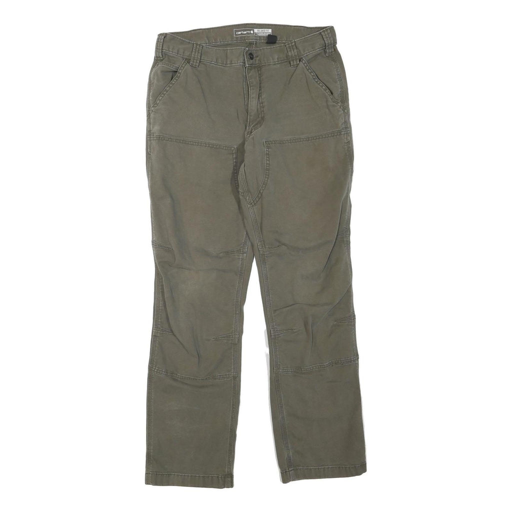 CARHARTT Mens Cotton Blend Green Regular Fit Straight Leg Trousers W33 L32