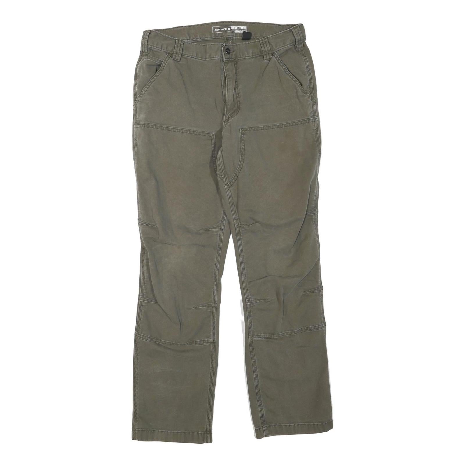 CARHARTT Mens Cotton Blend Green Regular Fit Straight Leg Trousers W33 L32