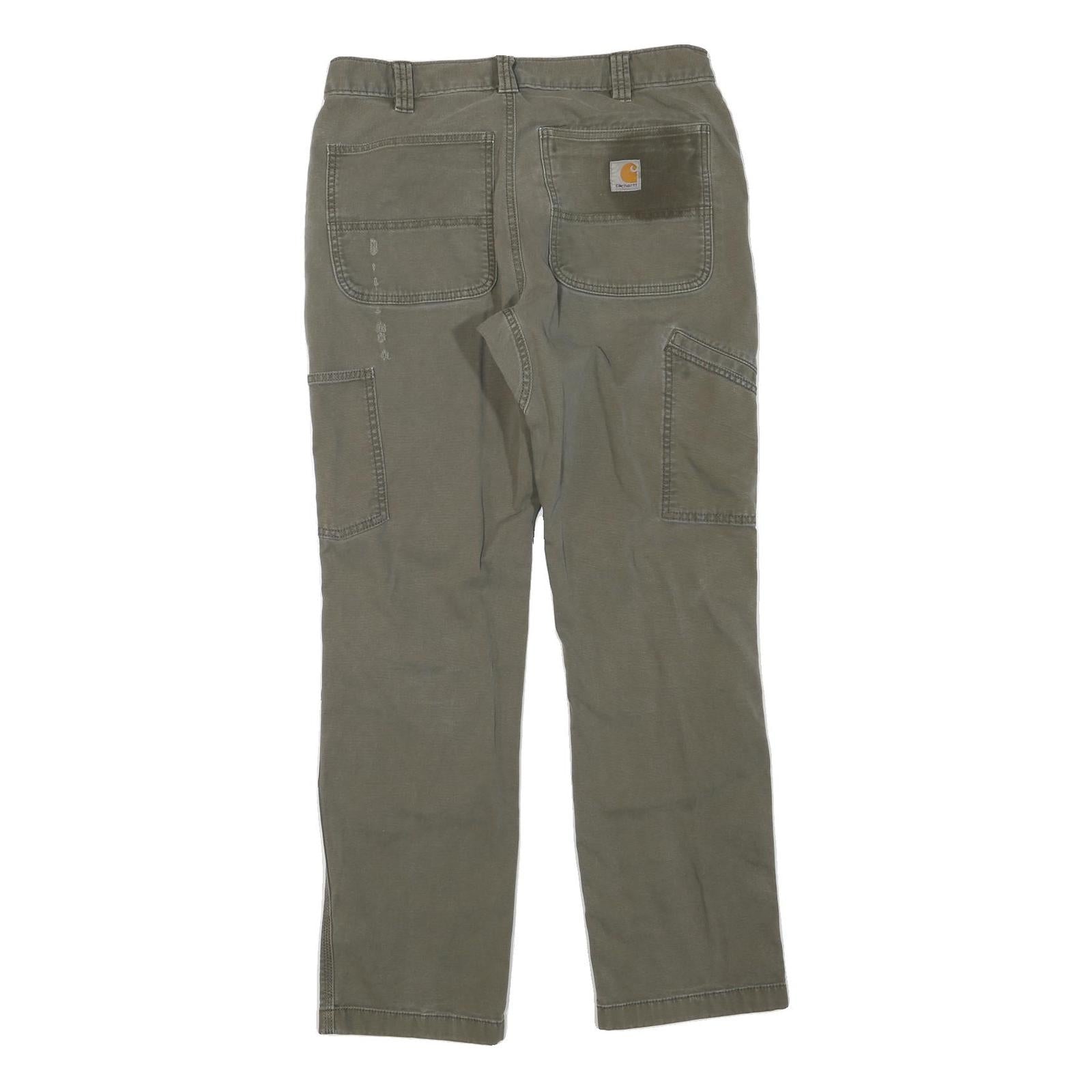 CARHARTT Mens Cotton Blend Green Regular Fit Straight Leg Trousers W33 L32