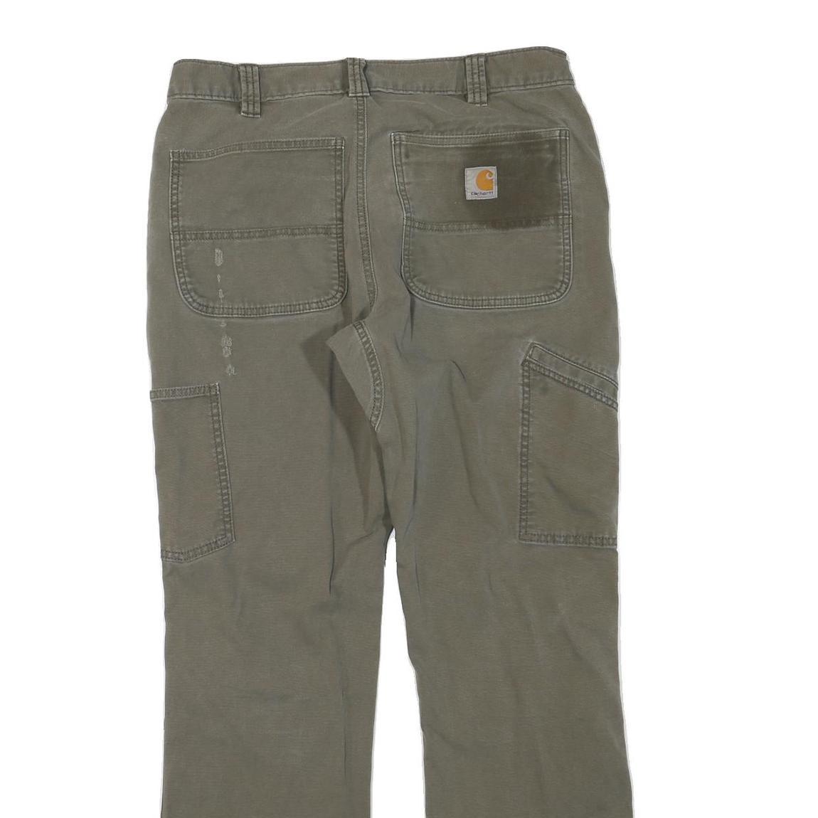 CARHARTT Mens Cotton Blend Green Regular Fit Straight Leg Trousers W33 L32